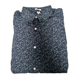 Artefact Mens Slim Fit Dress Shirt L Blue/ Green Floral Pattern